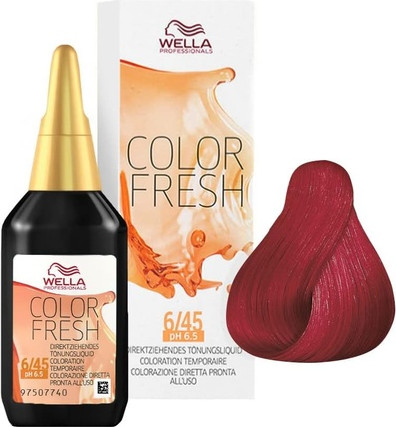Haarfärbemittel Wella Color Fresh 6/45 Dunkelrot Mahagoni Blond