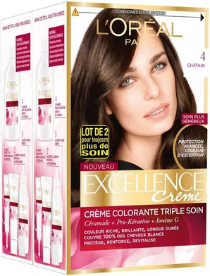 Haarfärbemittel L'Oreal Professional Excellence Triple Care Kastanienbraun Haarfarbe 4.00