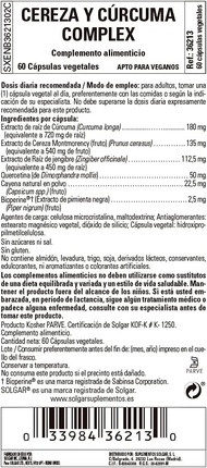 Vegetable Capsules Solgar Cherry Turmeric Complex