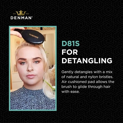 Brush Denman Cushion Hair Brush with Soft Nylon Quill Boar Bristles