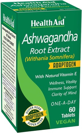 Tablets Health Aid Ashwagandha 350mg Wurzel-Extrakt 15:1