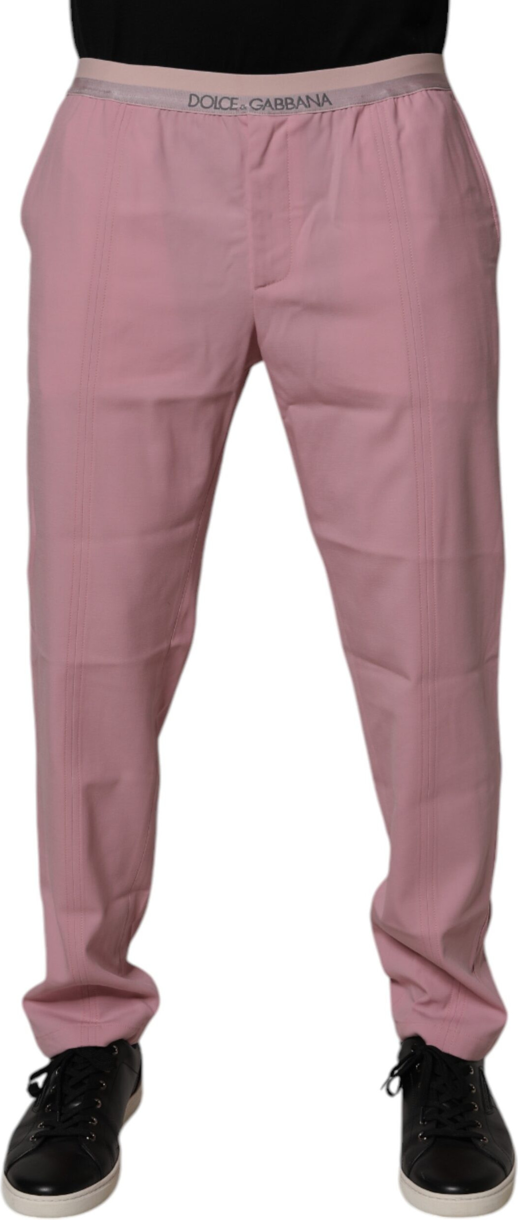 Pink Cotton Stretch Chino Pants by Dolce & Gabbana