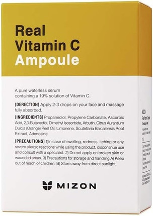 Serum Mizon Real Vitamin C Ampoule Tone Correction Treatment Face Moisturizer