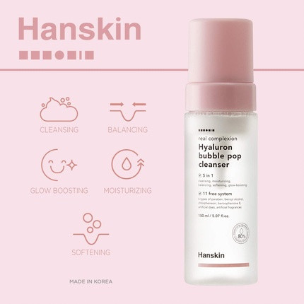 Cleansing Foam Hanskin Real Complexion Hyaluron Bubble Pop Cleanser Hydrating Daily