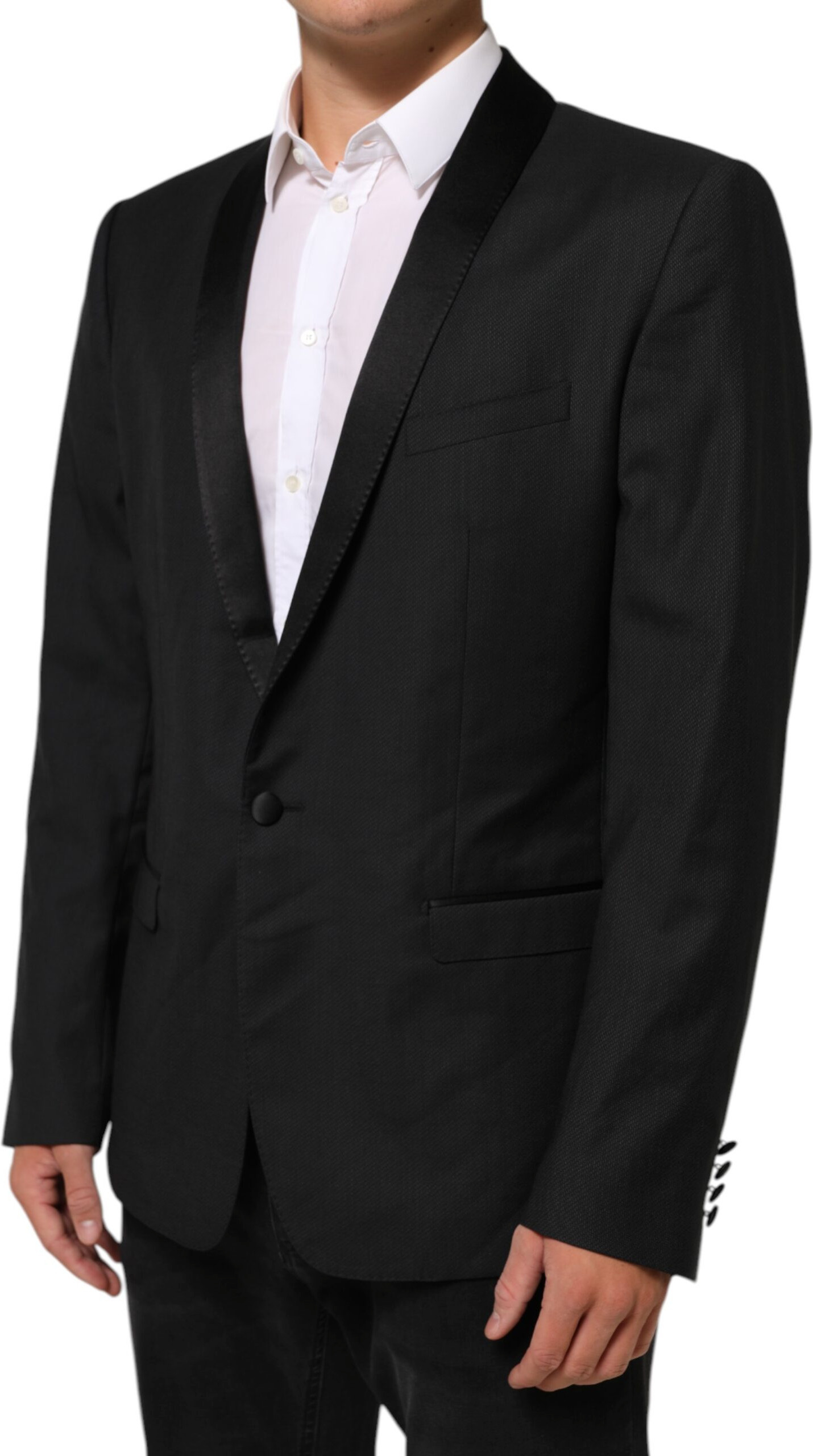 Suit Coat Blazer Dolce & Gabbana Black Wool GOLD 1 Button