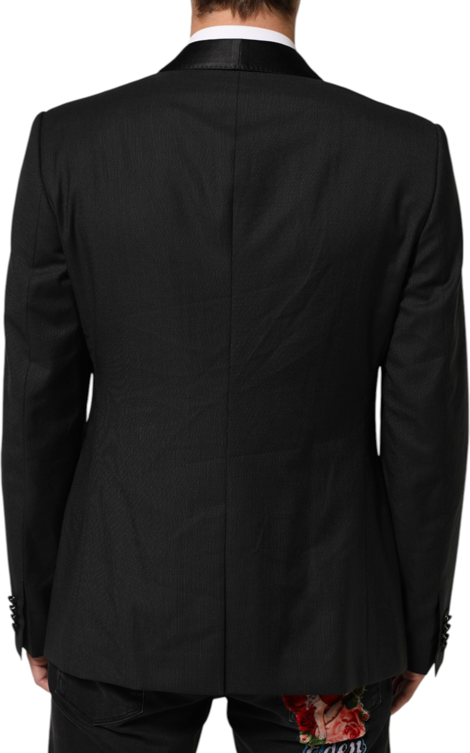 Suit Coat Blazer Dolce & Gabbana Black Wool GOLD 1 Button