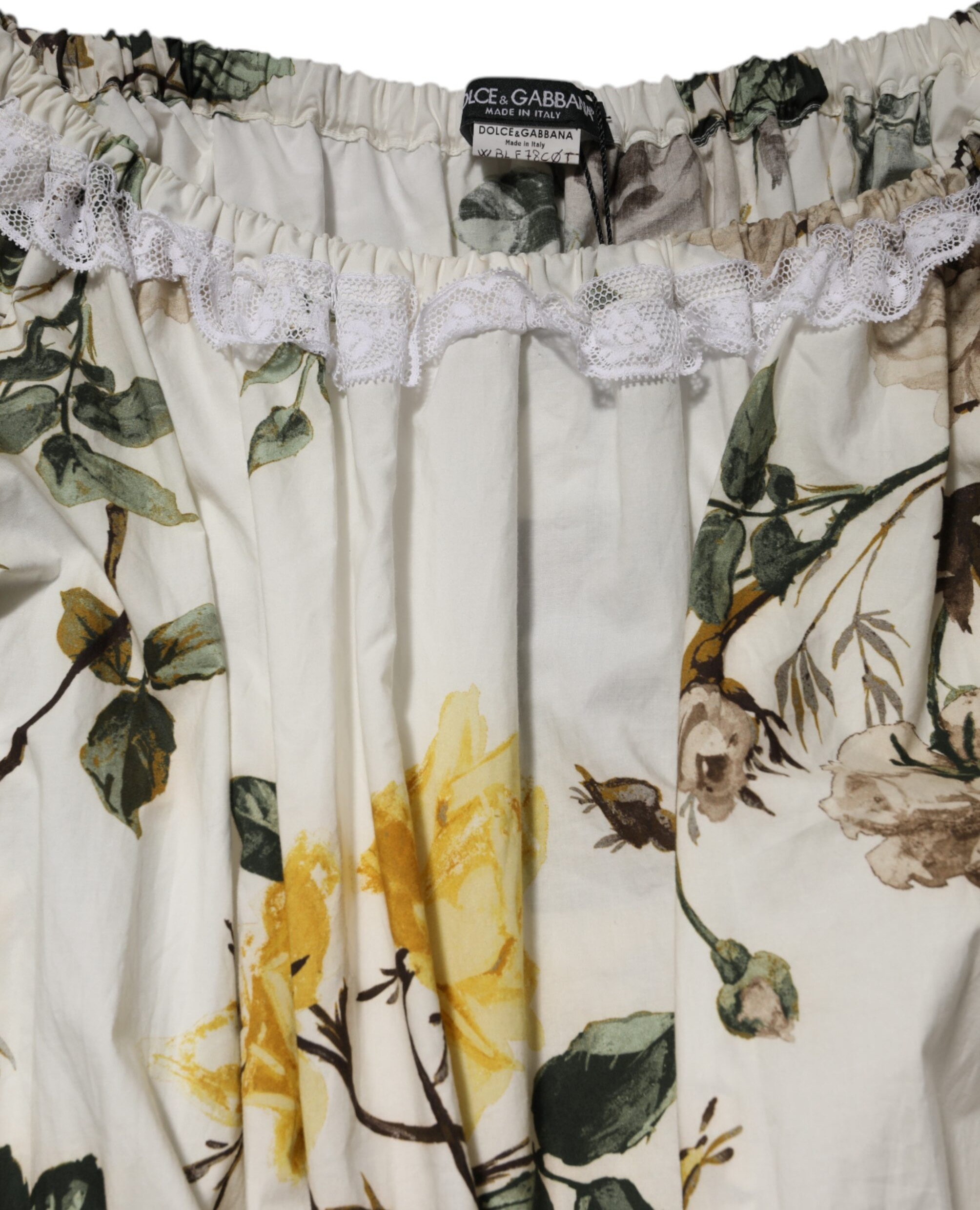 Dolce & Gabbana White Floral Lace Off Shoulder Mini Dress