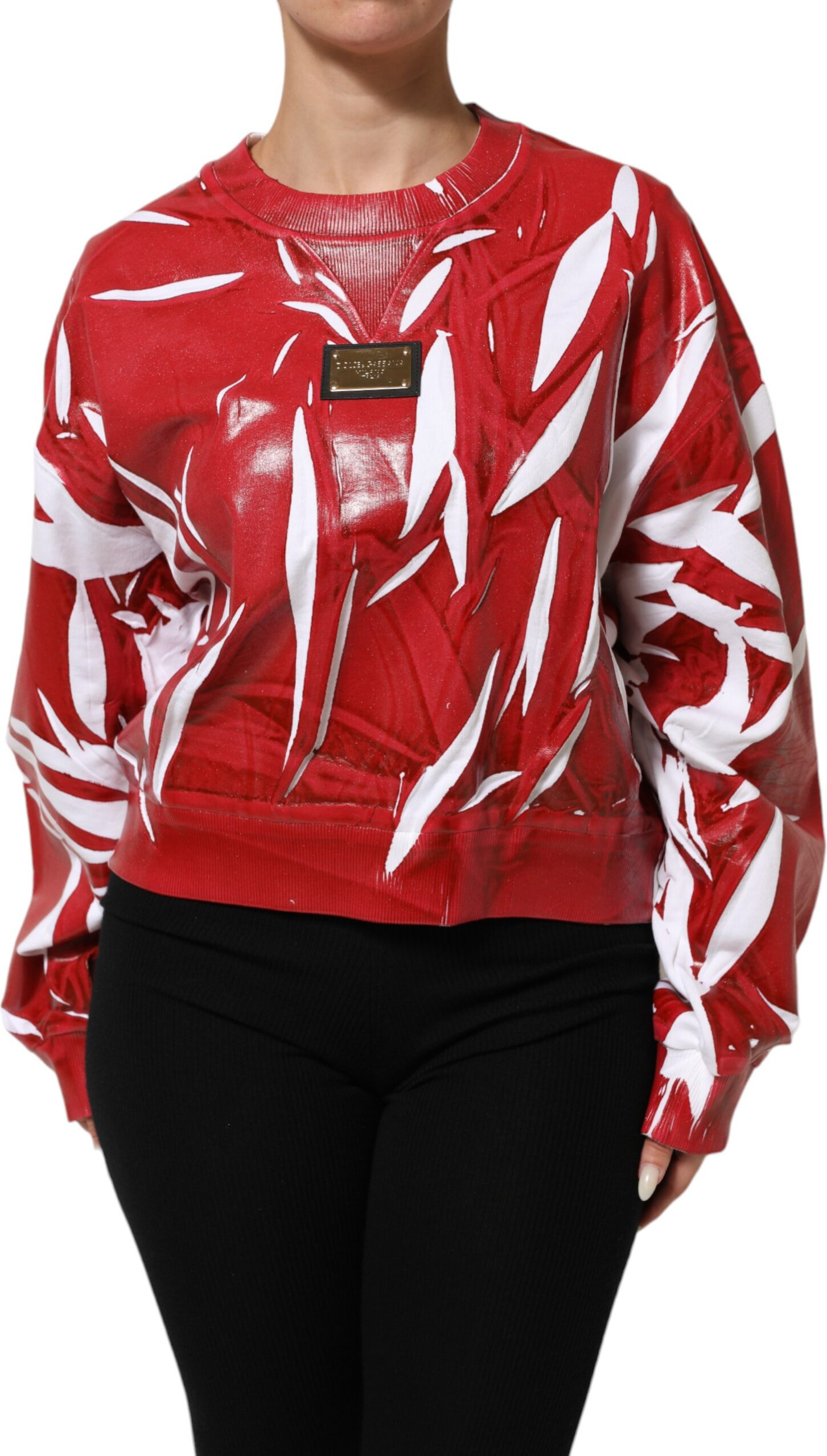 Red White Cotton Printed Pullover Sweater Dolce & Gabbana