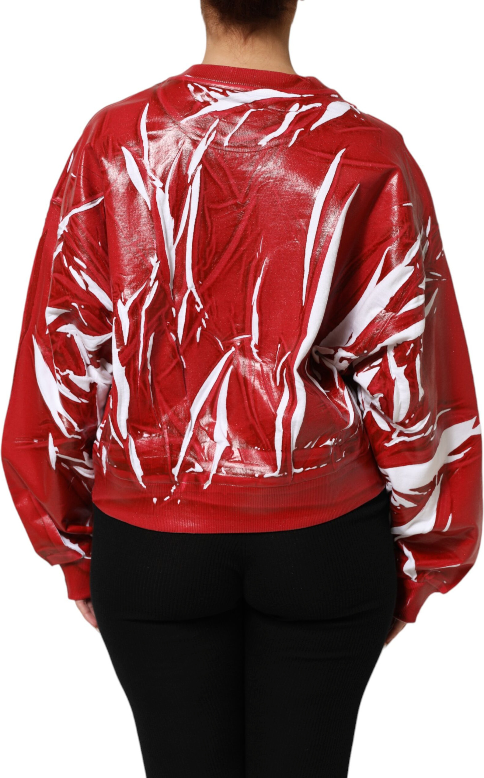 Red White Cotton Printed Pullover Sweater Dolce & Gabbana