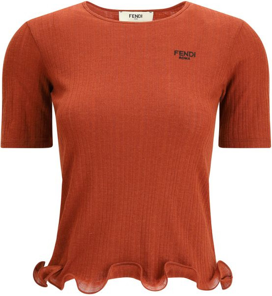 Красный топ из шерсти флис Fendi