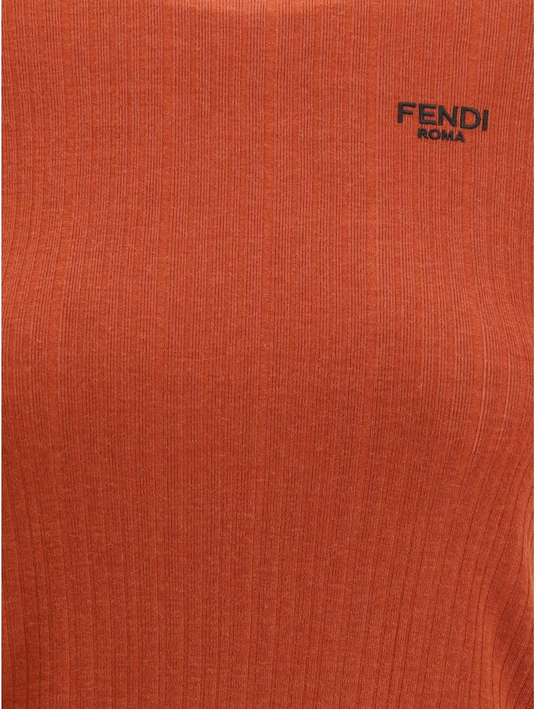 Красный топ из шерсти флис Fendi