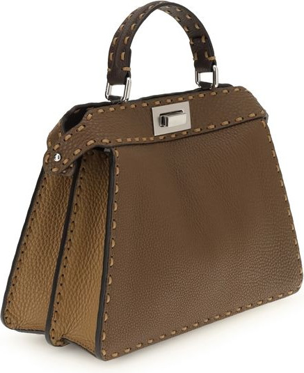Коричневая кожаная сумка Fendi