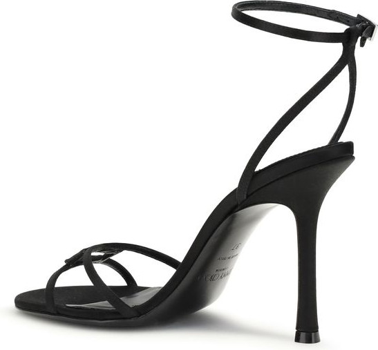 Black Calf Leather Bos Taurus Stiletto Heel Sandals