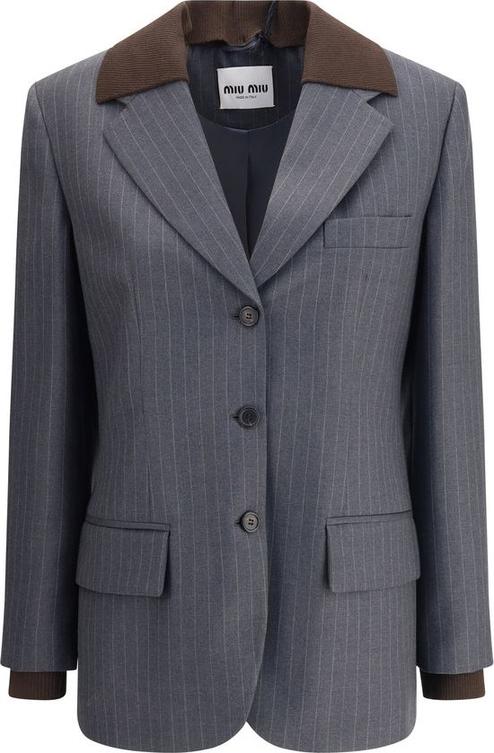 Gray Fleece Wool Blazer Miu Miu