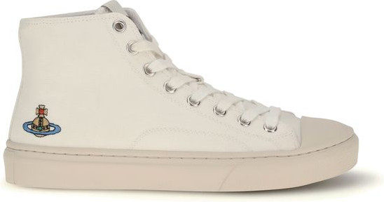 White Cotton High Top Sneakers Vivienne Westwood