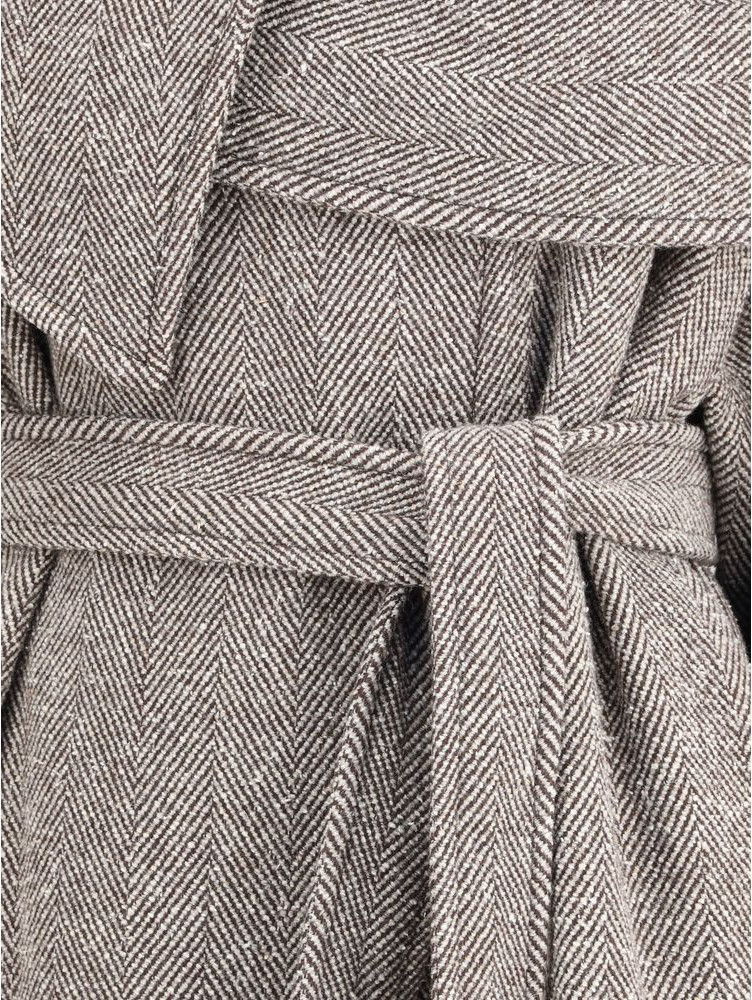 Brown Fleece Wool Coat by Ferragamo