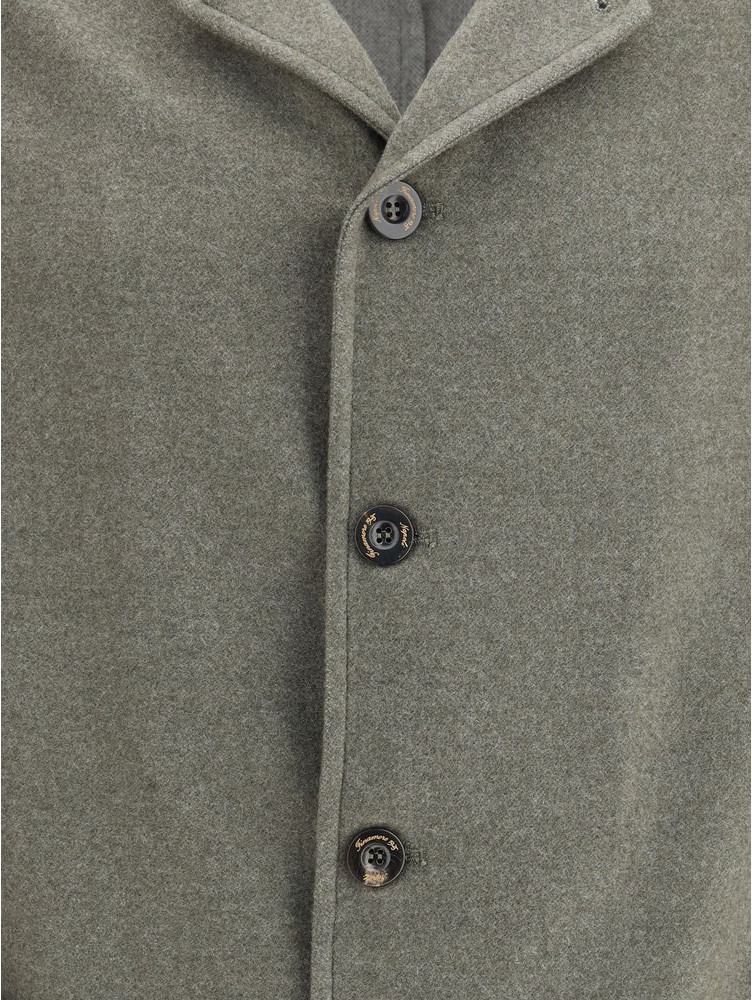 Coat Finamore Green Fleece Wool