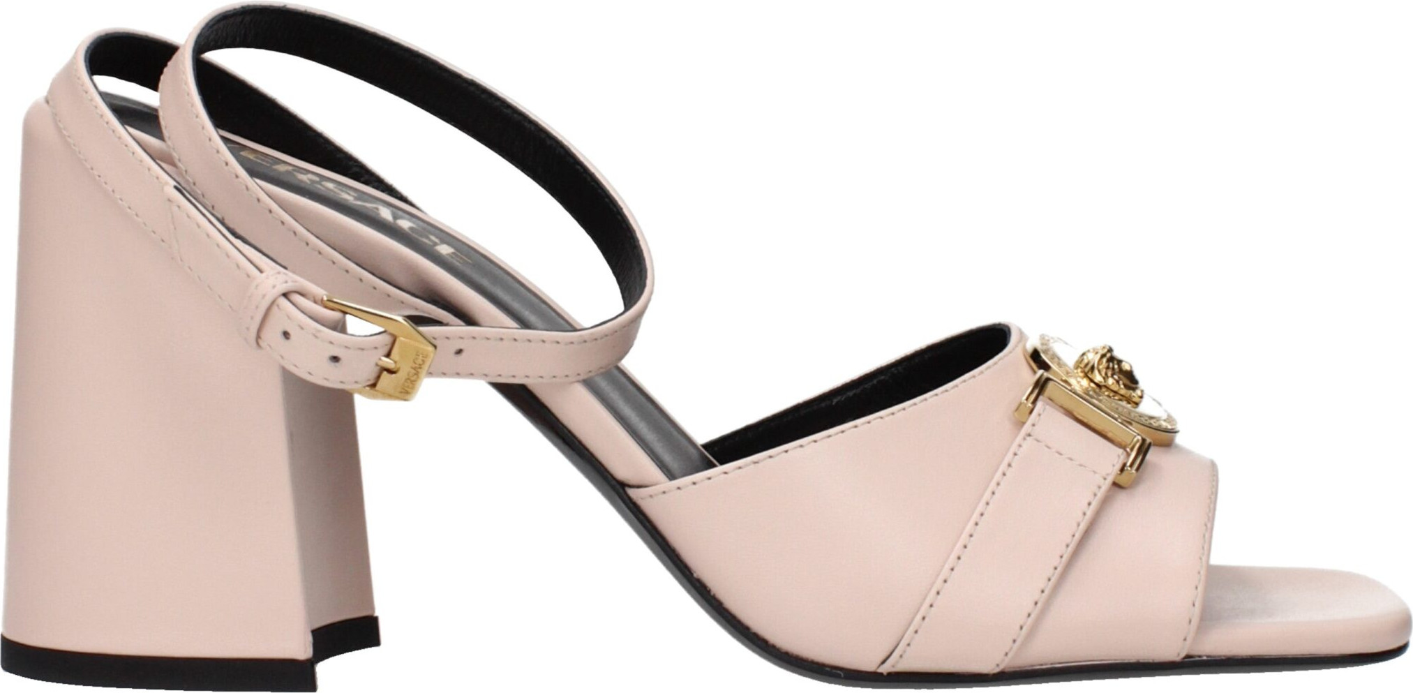 Versace Pink Leather Platform Sandals