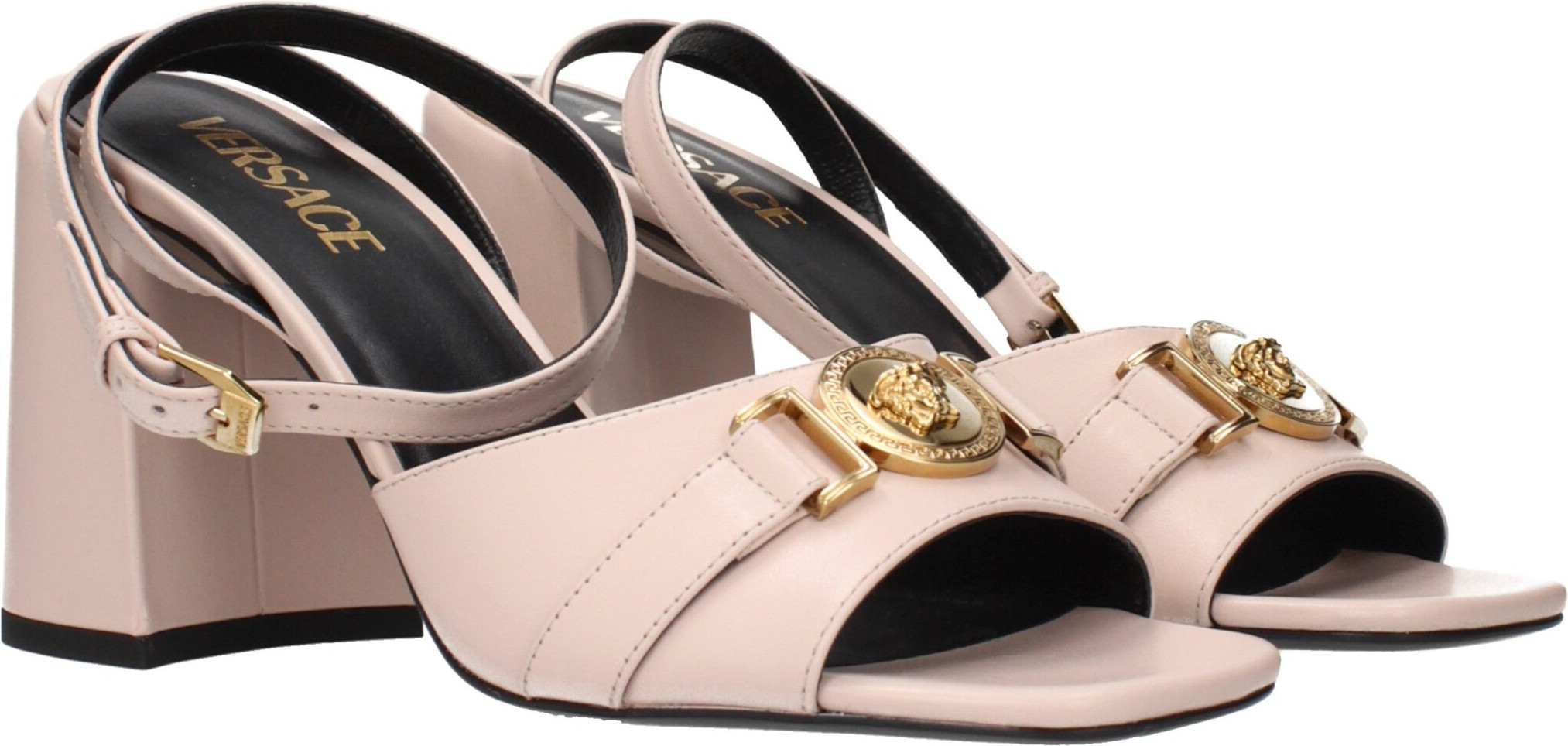Versace Pink Leather Platform Sandals