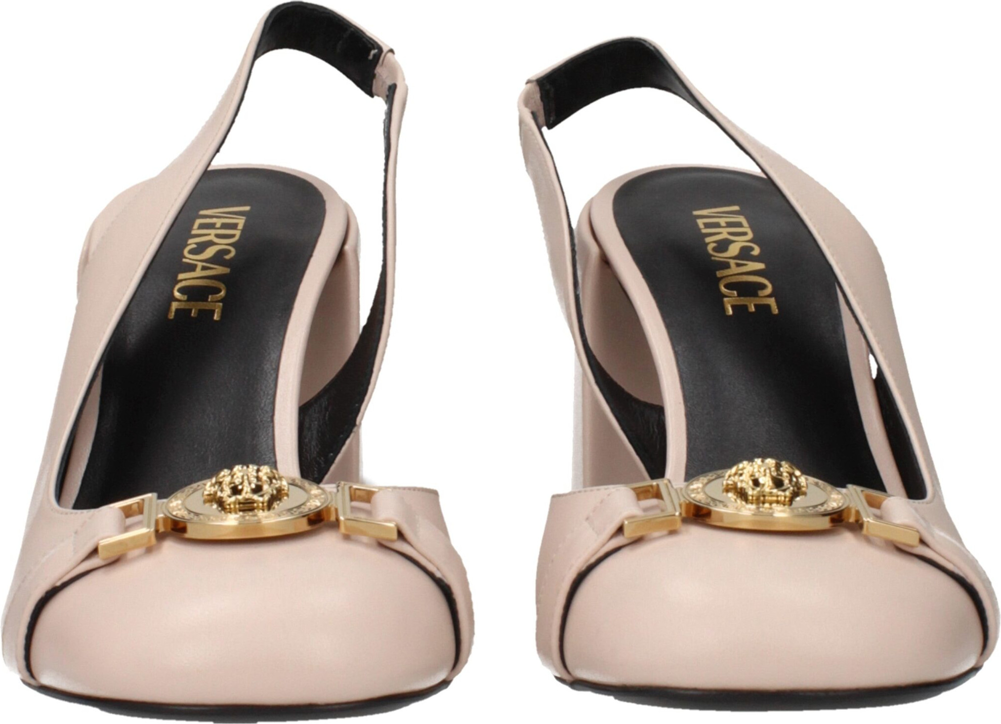 Розовые кожаные туфли на высоком каблуке Versace