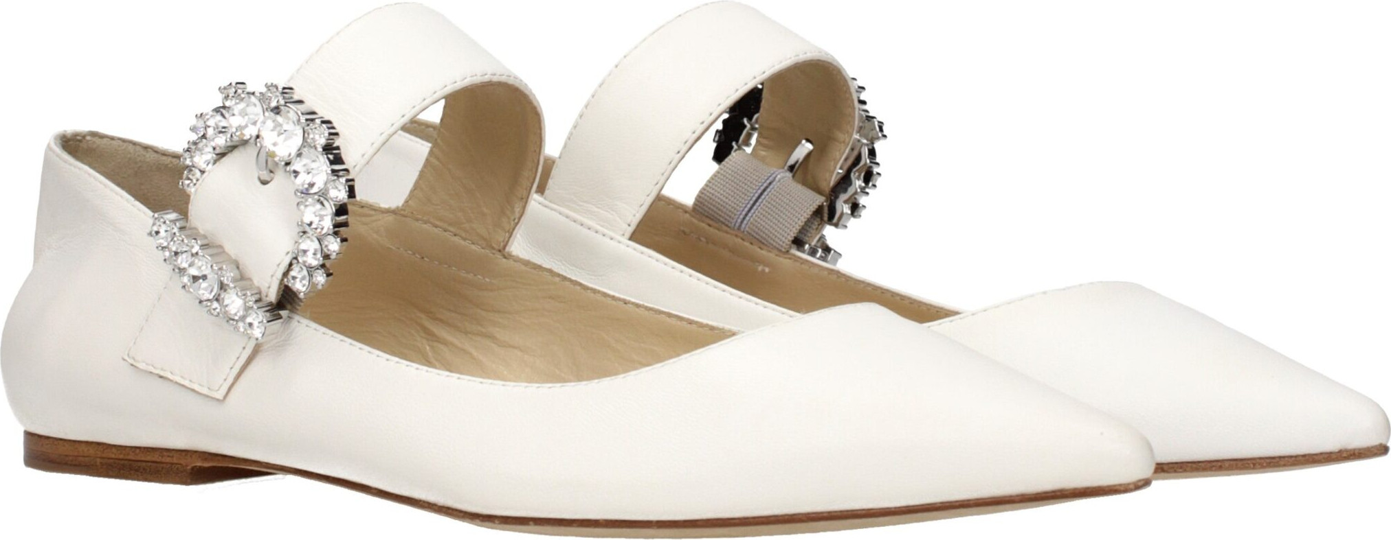 White Leather Ballet Flats by Jimmy Choo Eyewear
