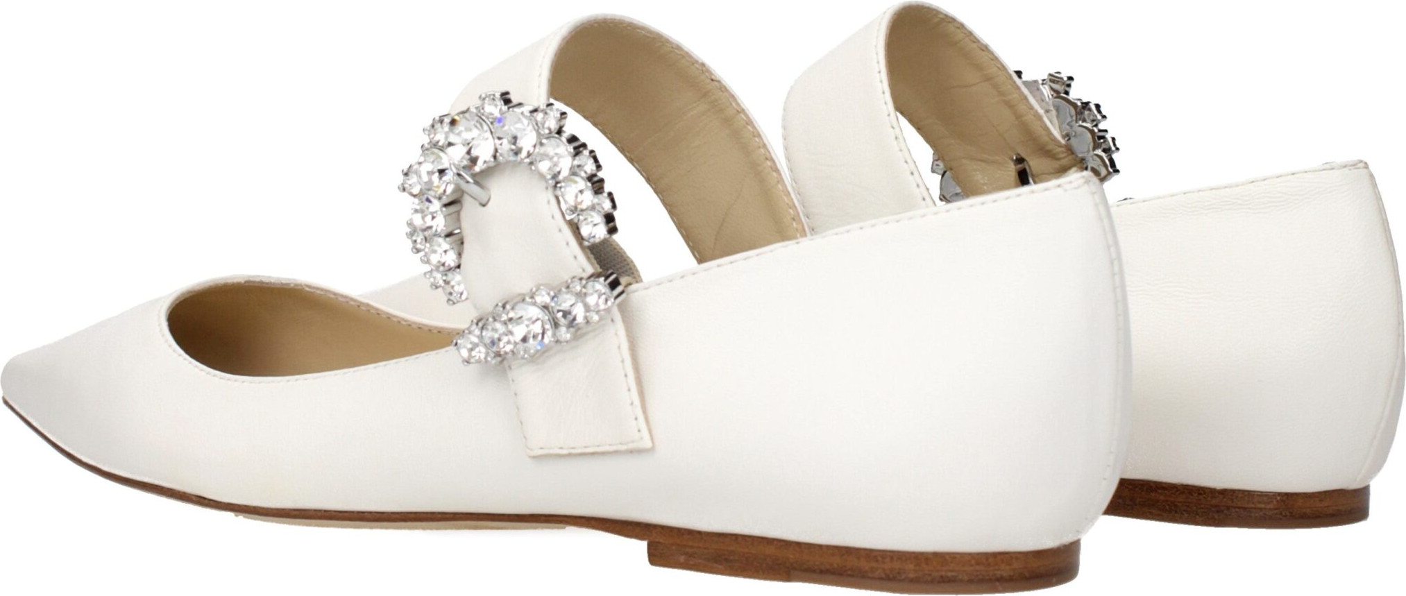 White Leather Ballet Flats by Jimmy Choo Eyewear