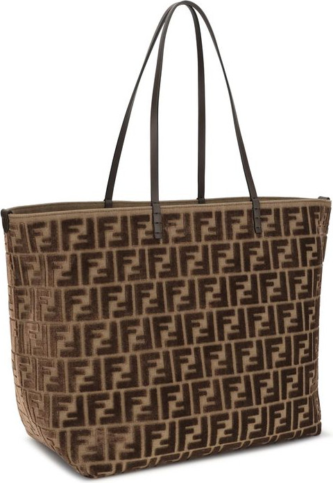 Сумка на плечо Fendi, коричневая, ткань