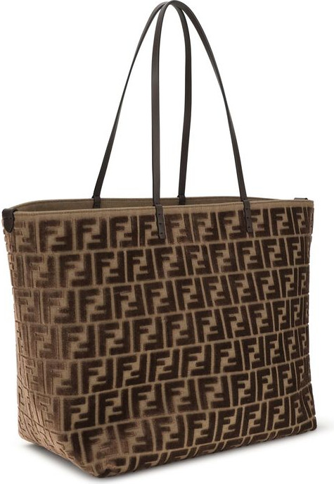 Сумка на плечо Fendi, коричневая, ткань