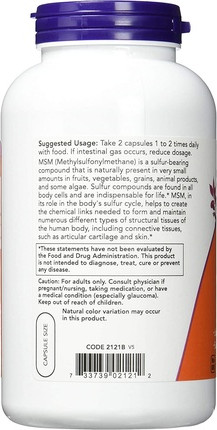 Kapseln Now Foods MSM 1000mg Standard