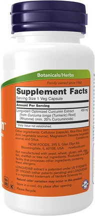 Now Foods CurcuBrain Optimiertes Curcumin Kapseln