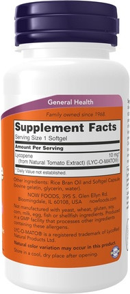 Dietary Supplement Now Foods Lycopene