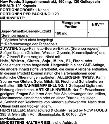 Extract Now Foods Saw Palmetto Extract 160mg