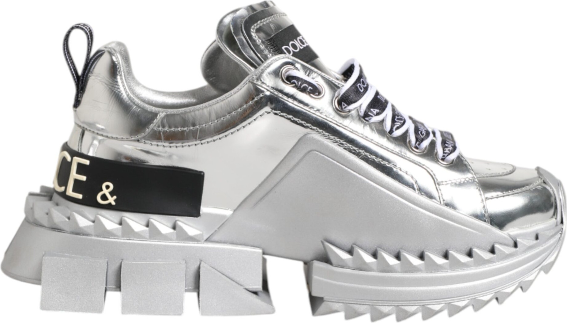 Silver Leather Sneakers Shoes Dolce & Gabbana
