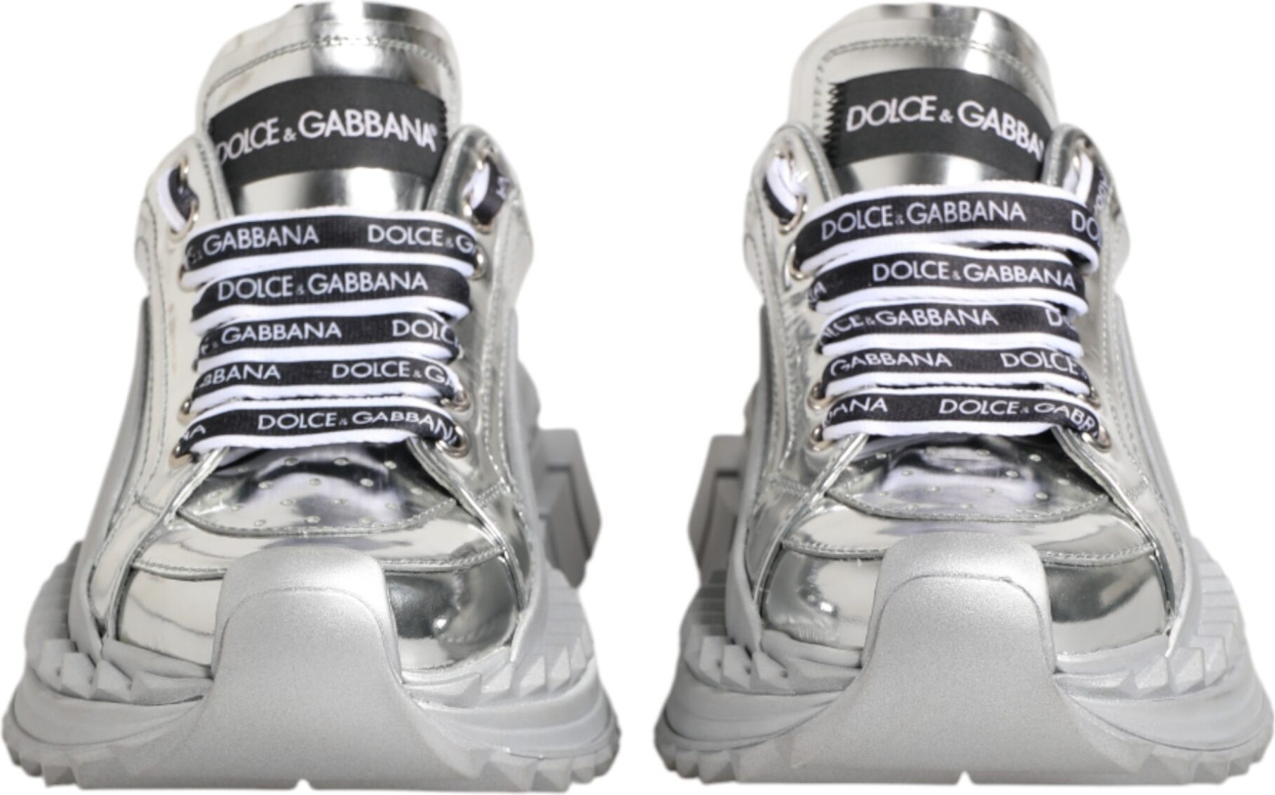 Silver Leather Sneakers Shoes Dolce & Gabbana