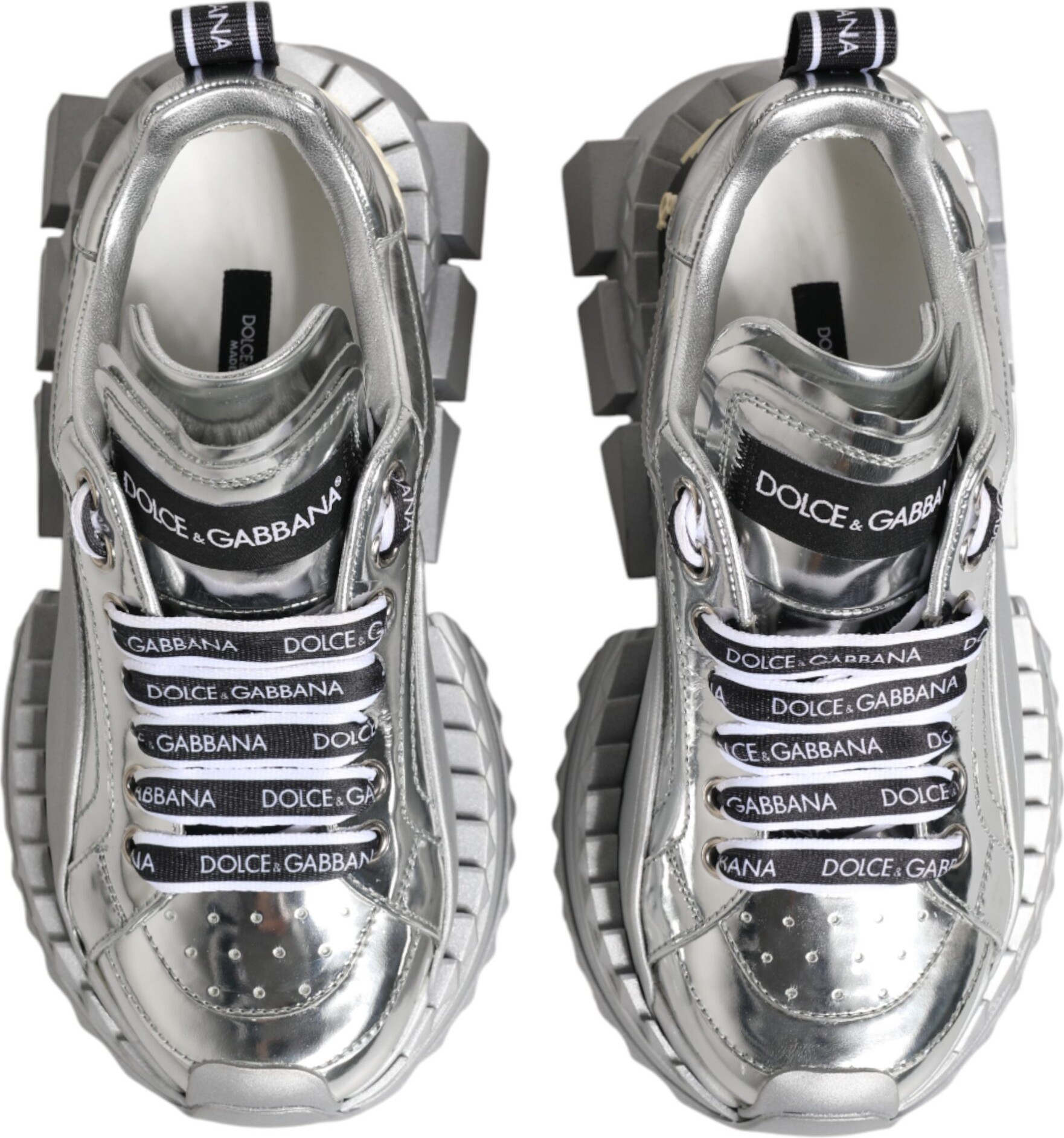 Silver Leather Sneakers Shoes Dolce & Gabbana