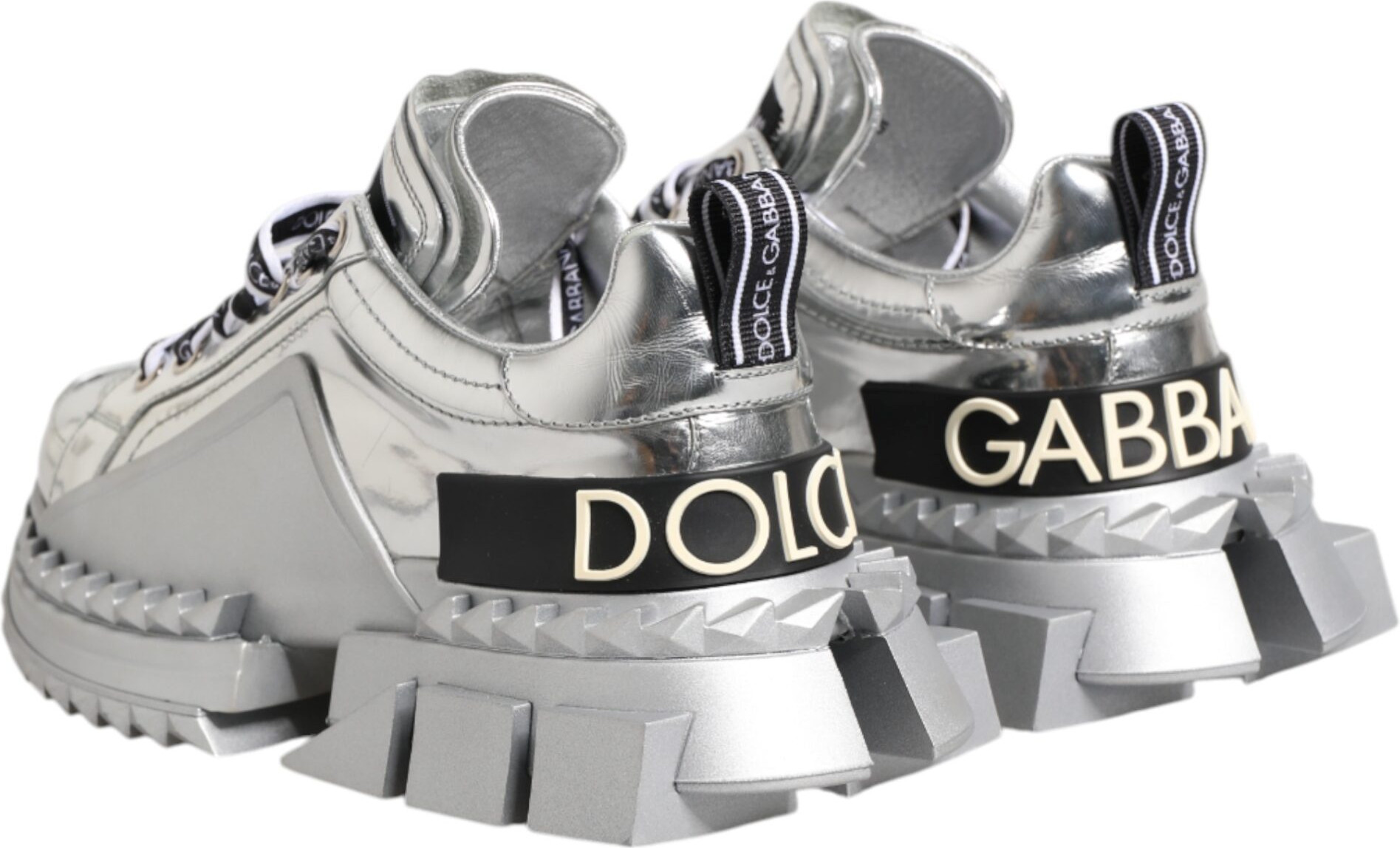 Silver Leather Sneakers Shoes Dolce & Gabbana