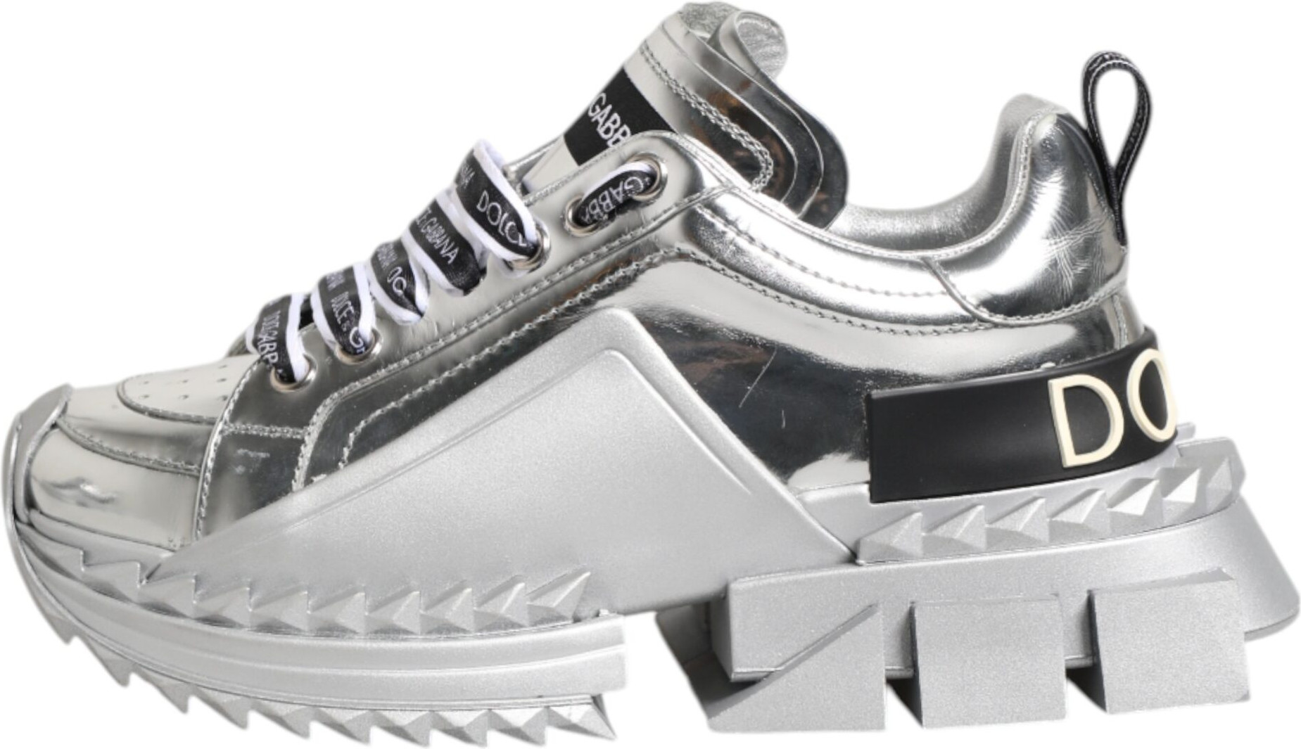 Silver Leather Sneakers Shoes Dolce & Gabbana