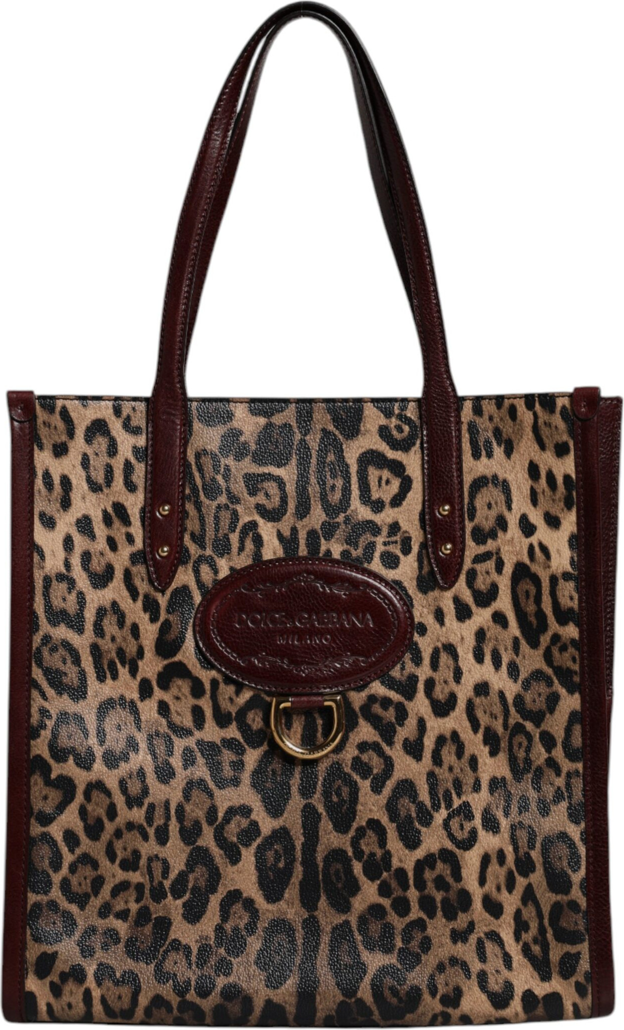 Сумка-тоут Dolce & Gabbana с ремнем через плечо из коричневой кожи с леопардовым принтом