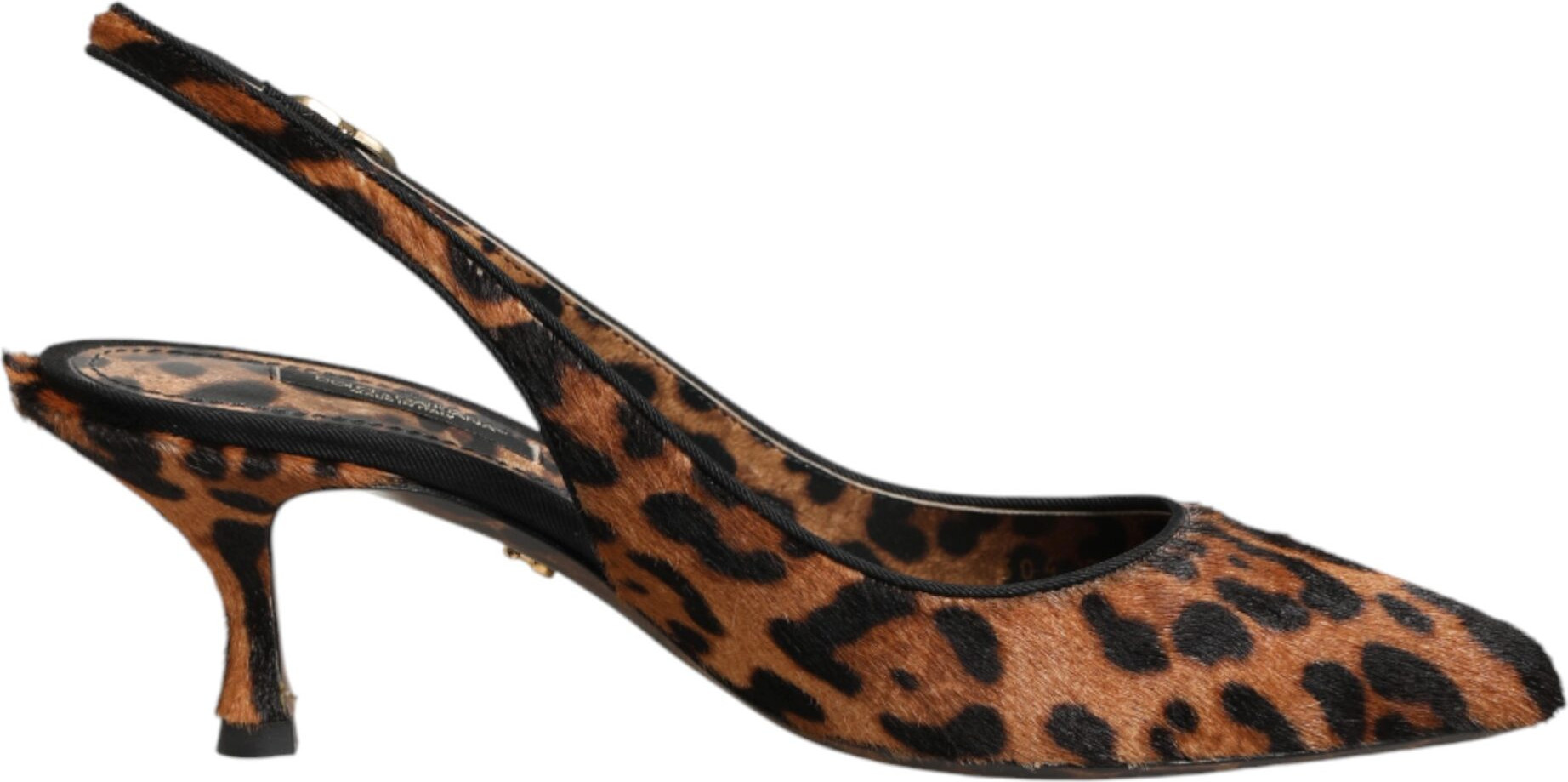 Brown Leopard Calfskin Fur Slingbacks Shoes Dolce & Gabbana