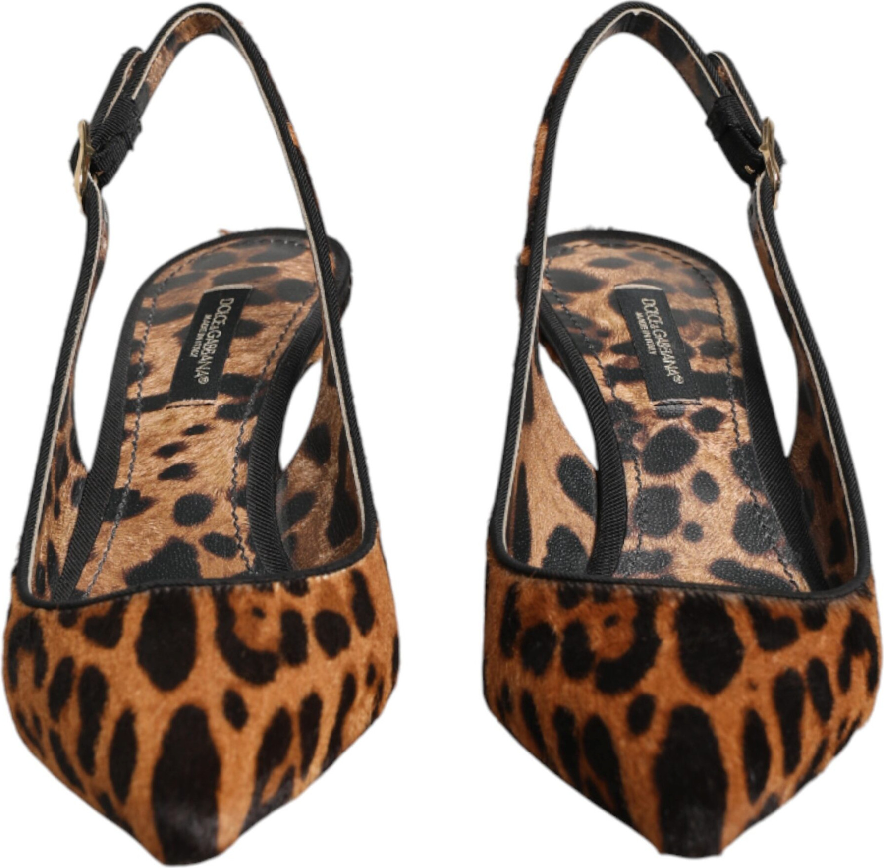 Brown Leopard Calfskin Fur Slingbacks Shoes Dolce & Gabbana
