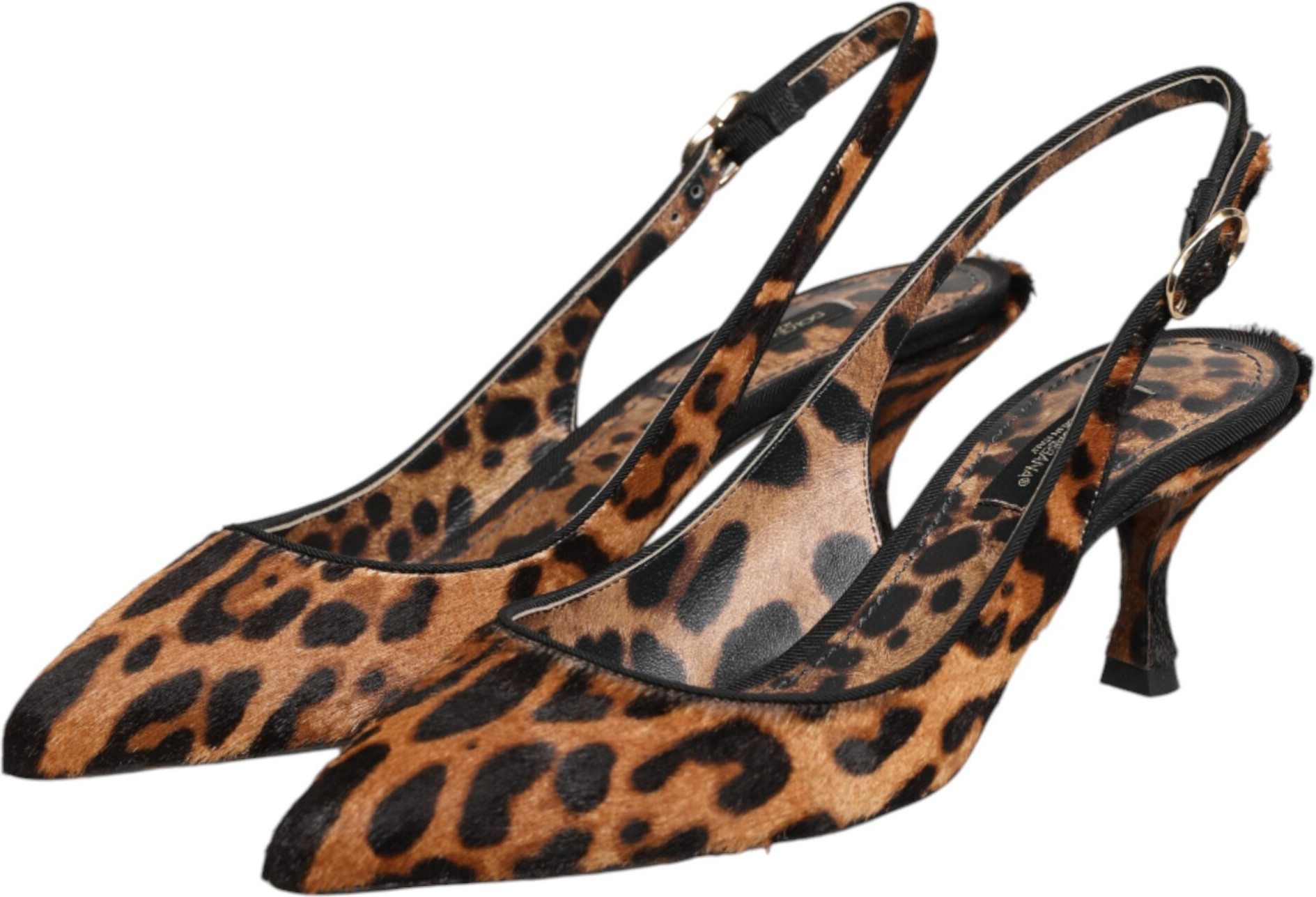 Brown Leopard Calfskin Fur Slingbacks Shoes Dolce & Gabbana