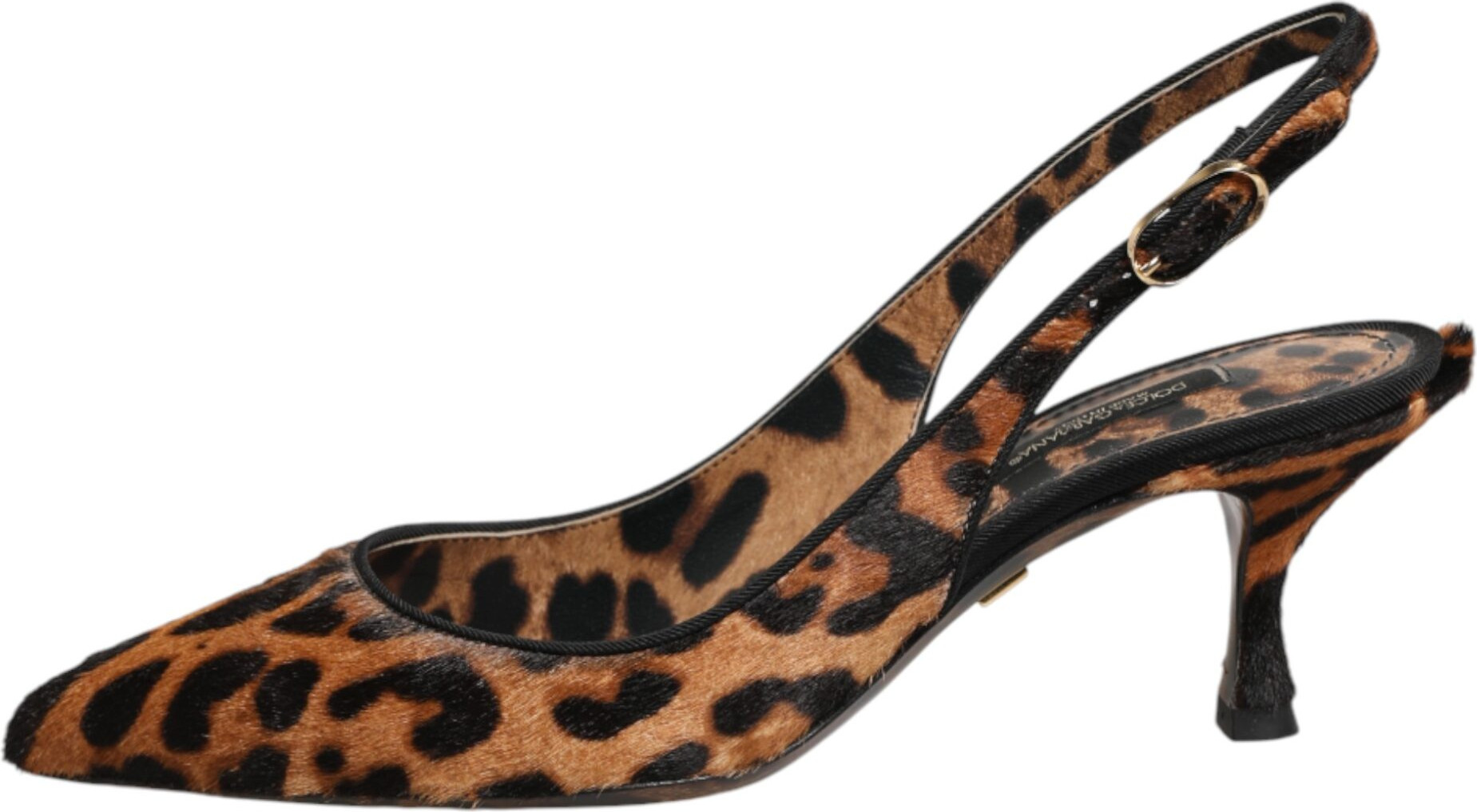 Brown Leopard Calfskin Fur Slingbacks Shoes Dolce & Gabbana