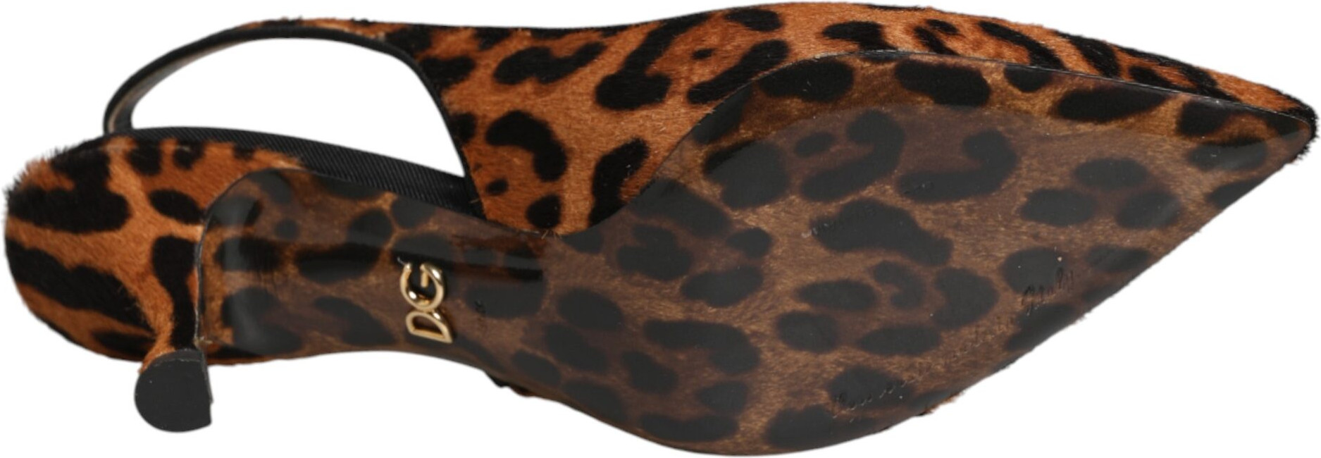 Brown Leopard Calfskin Fur Slingbacks Shoes Dolce & Gabbana