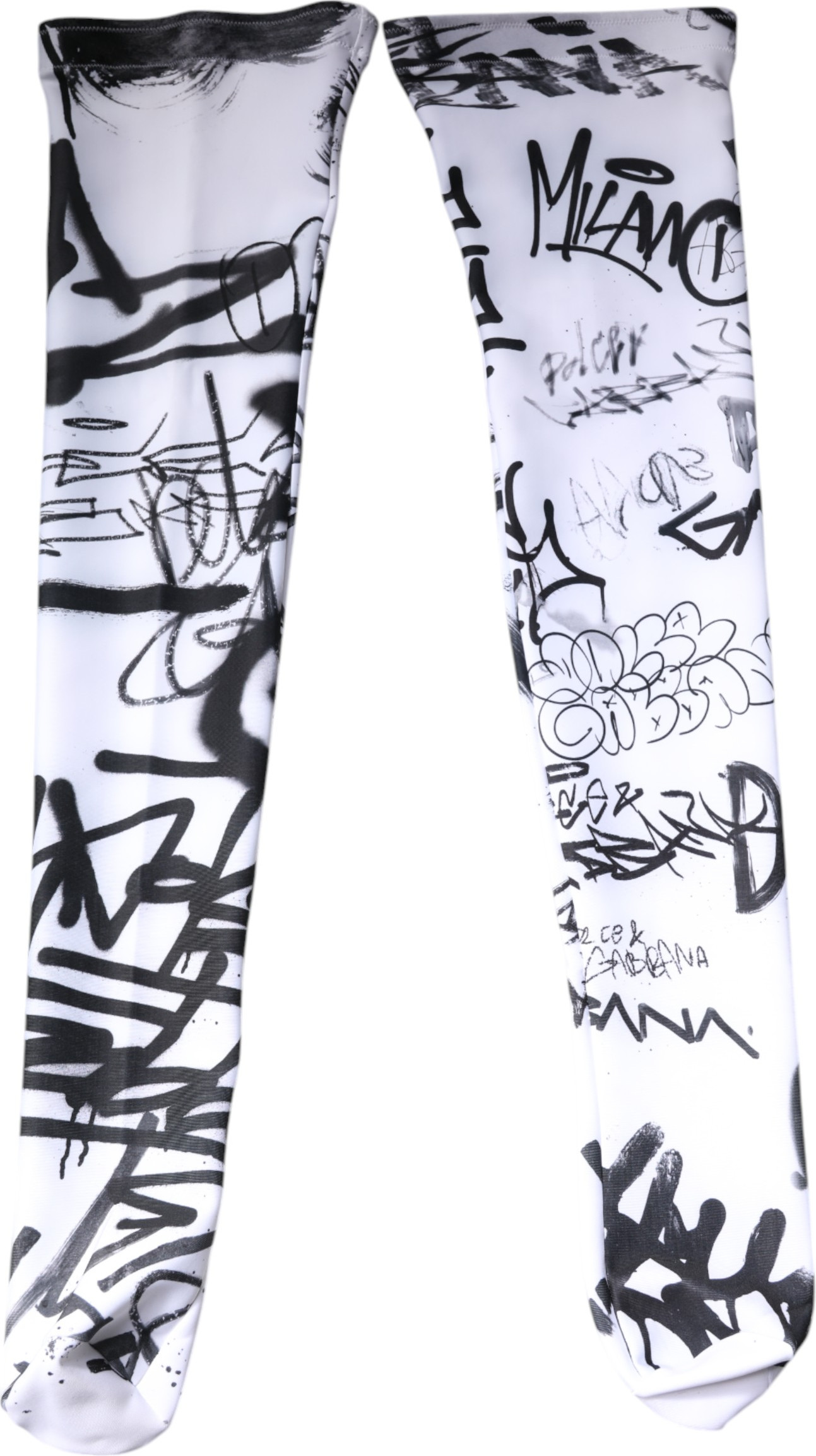 White Graffiti Cotton Over Calf Stockings Socks Dolce & Gabbana
