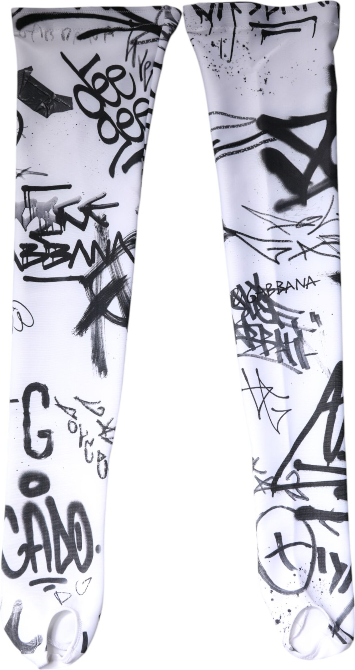 White Graffiti Cotton Over Calf Stockings Socks Dolce & Gabbana