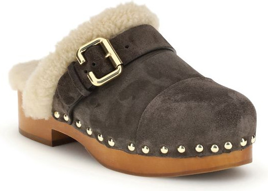 Brown Fur Clogs - Chloe