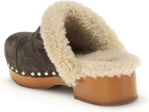 Brown Fur Clogs - Chloe