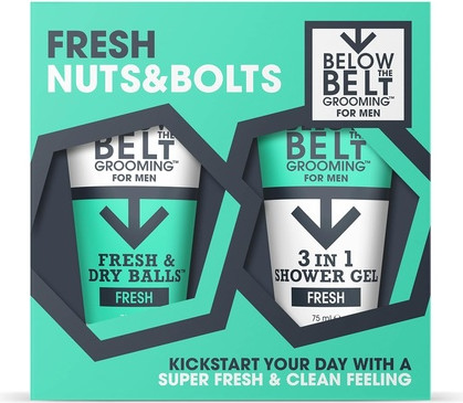 Pflegeset für den Körper: Below The Belt Grooming Sweaty Balls Gift Set Fresh & Dry Ball und 3in1 Duschgel mit frischem Duft