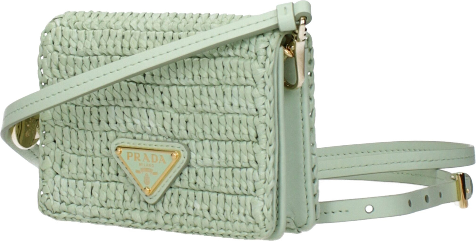 Зеленая сумка через плечо Prada из рафии