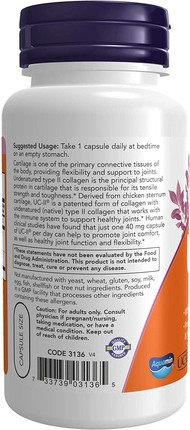 Now Foods Kapseln NOW UC-II Typ II Kollagen mit unverdautem Kollagen Typ II